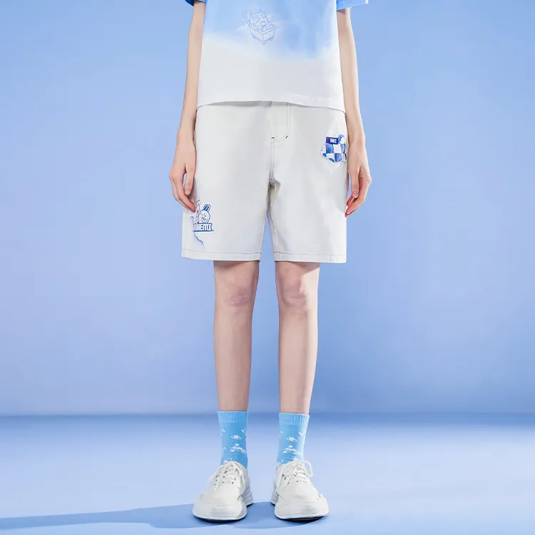 LAMLICKA Loose Fit Shorts Unisex White-2