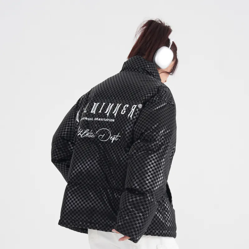 KILLWINNER Letter Stand Collar Loose Fit Thickened Down Jacket Unisex-4