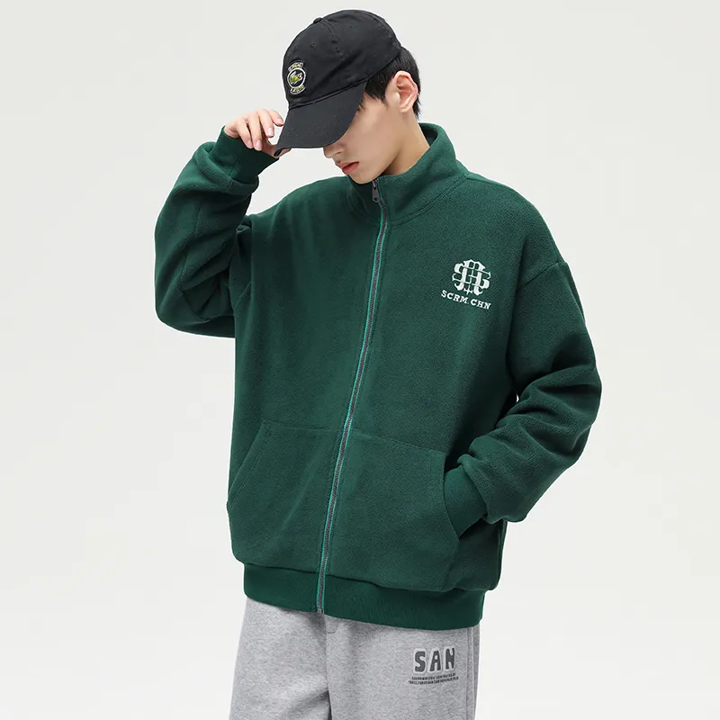 SCRM Stand Collar Loose Fit Cardigan Sweatshirt Unisex-19