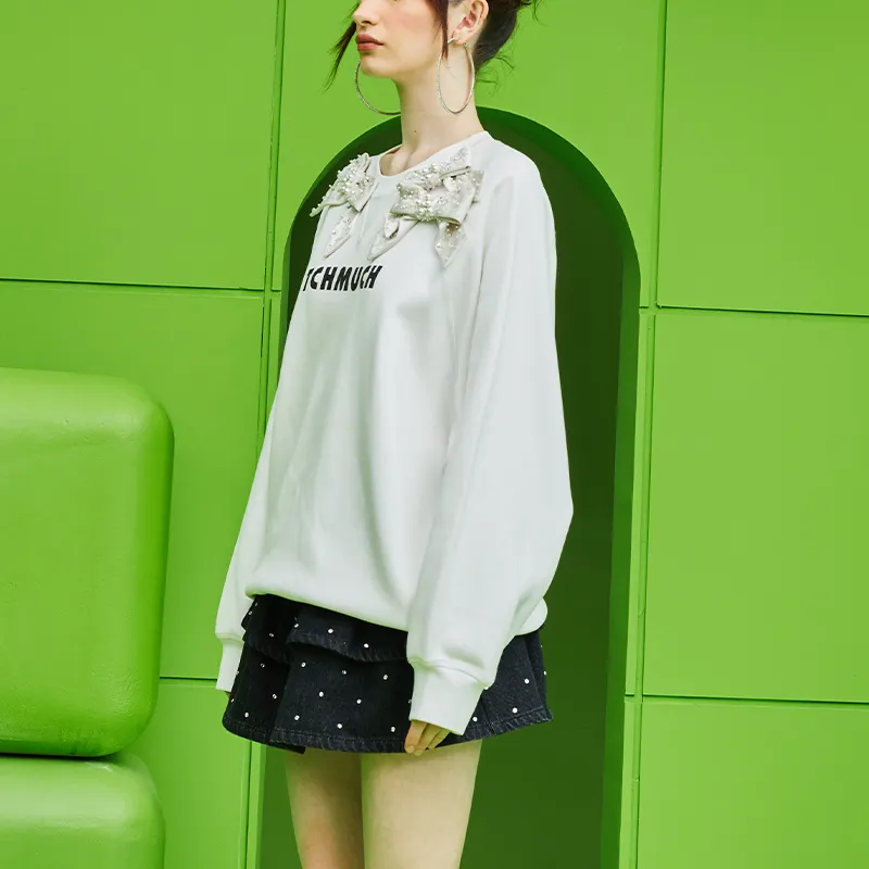 TCH Sweatshirts Unisex White With Black Logo-4