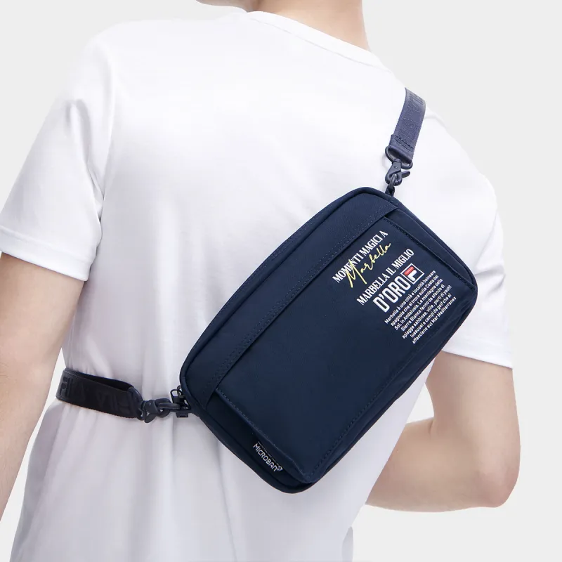 FILA Fabric One Shoulder Crossbody Fanny Pack Sling Bags Small Size Men's Blue/White/Black-3
