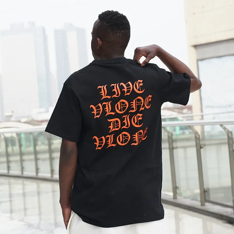 VLONE Gothic Alphabet Series T Shirts Unisex Black-5