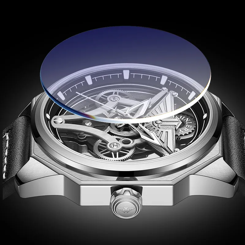 JINLERY Automatic Mechanical Movement Watch Men's Watches Black Dial-6