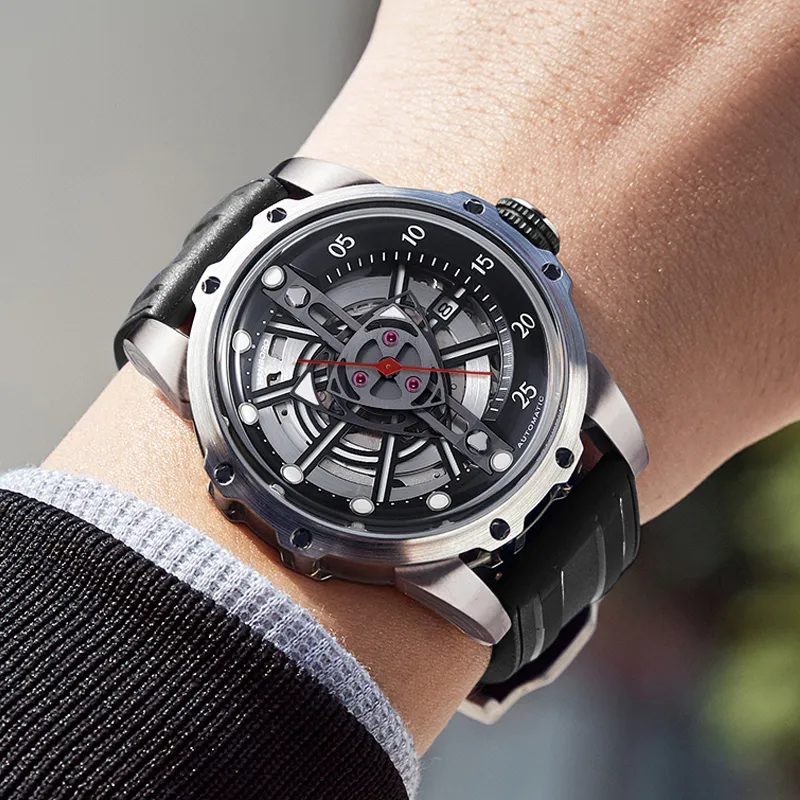 HANBORO Automatic Mechanical Movement Watch Men's Watches Black Dial HBR8857-BH-4