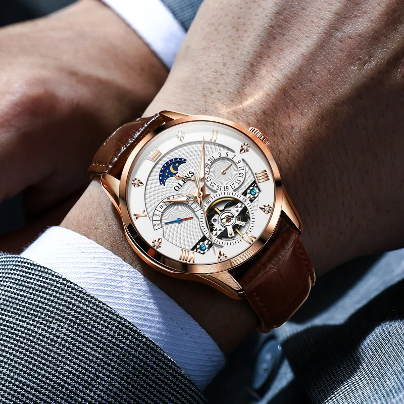 OLEVS Play The Cool Series Mechanical Movement Watch Men's Watches White Dial-19