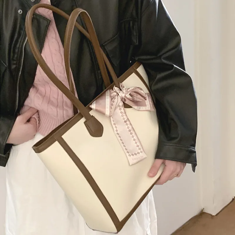 JANE KLAIN PU Tote Bag, Shopping Bag, Handbag, Shoulder Bag Regular Women's Black/White & Coffee/White & Black-3