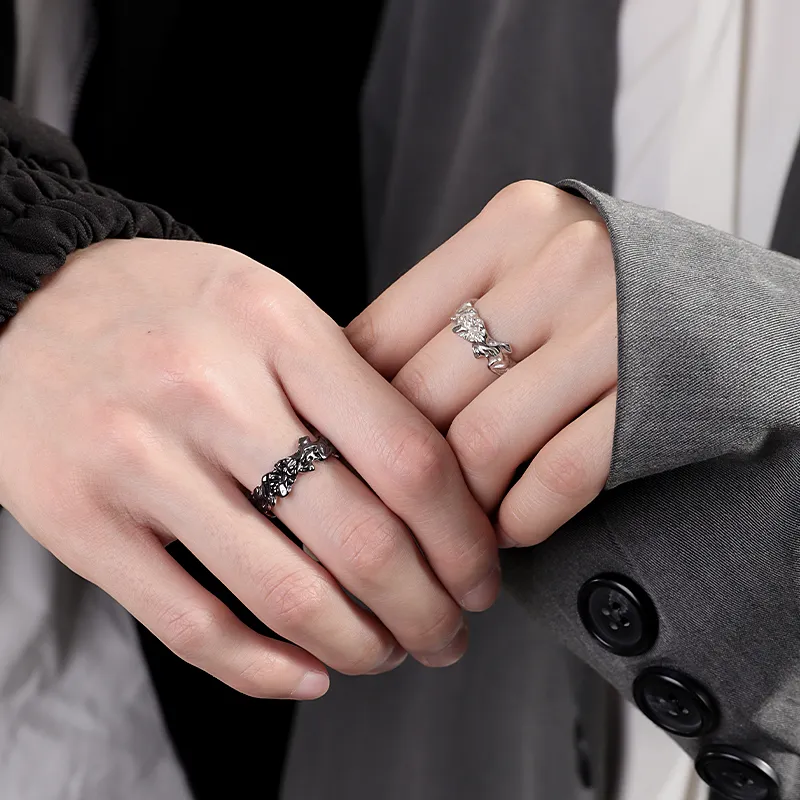MAGICPOLE 925 Sterling Silver Rings Unisex Silver/Black-5