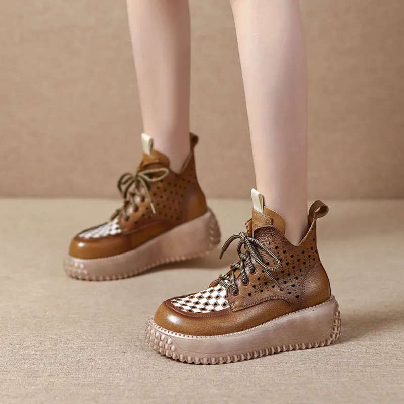 OCCAMAN Ankle Boots Women's High Top Cameo Brown/Khaki-7