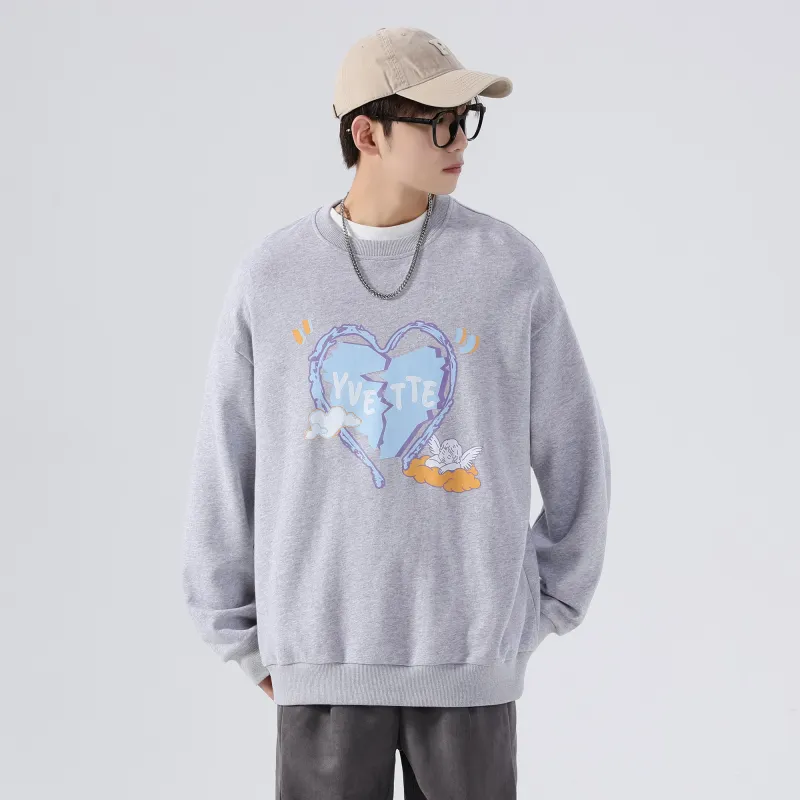 Yvette Crew Neck Loose Fit Sweatshirt Unisex Heather Gray-4