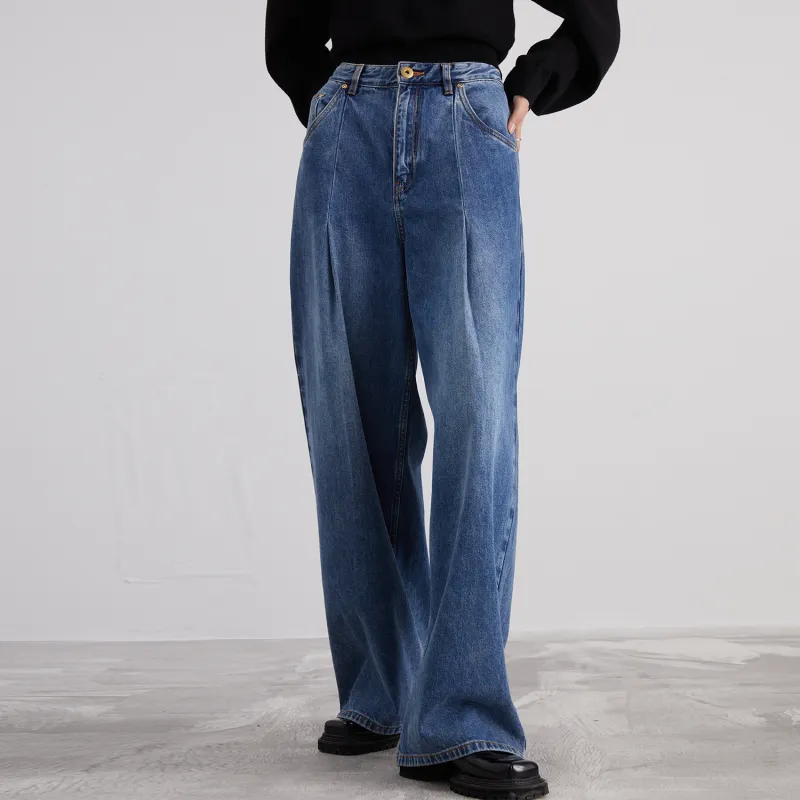 SOLWEIGE Wide Leg Jeans Women's Nostalgic Dark Blue-3