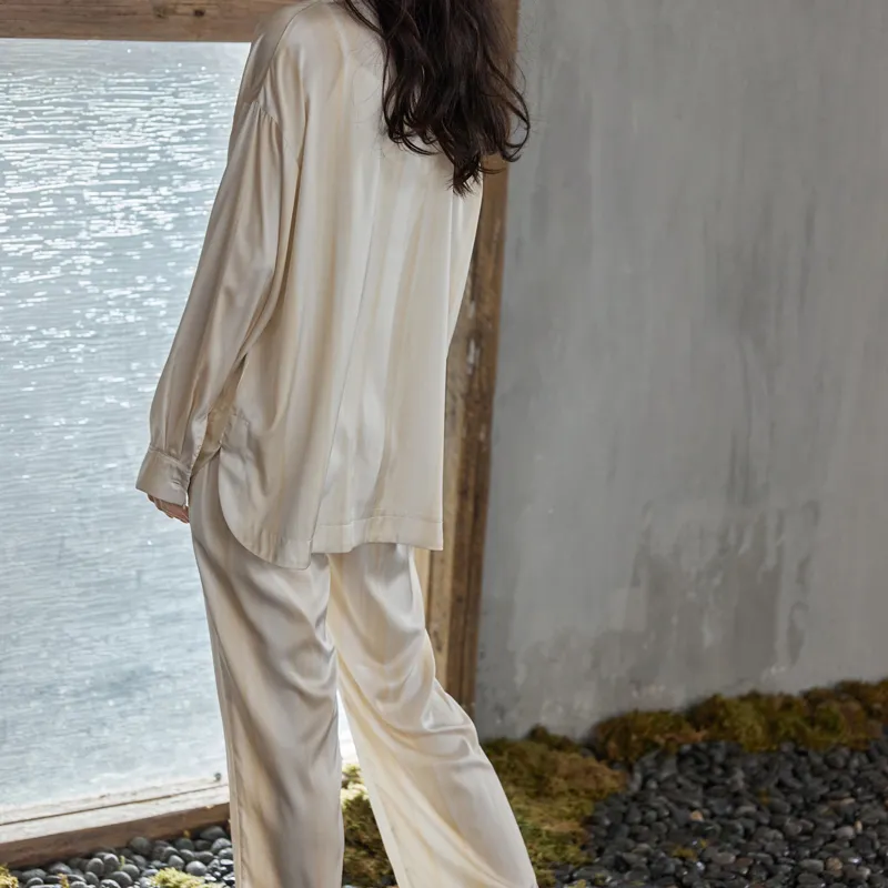 Same Language Pajama Set Women's Apricot White Stripes Gradient-8