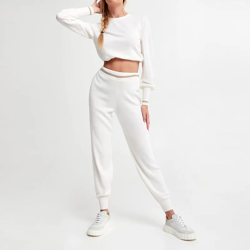 ARMANI EXCHANGEAE FW22 Casual Pants Women's Milk White-3