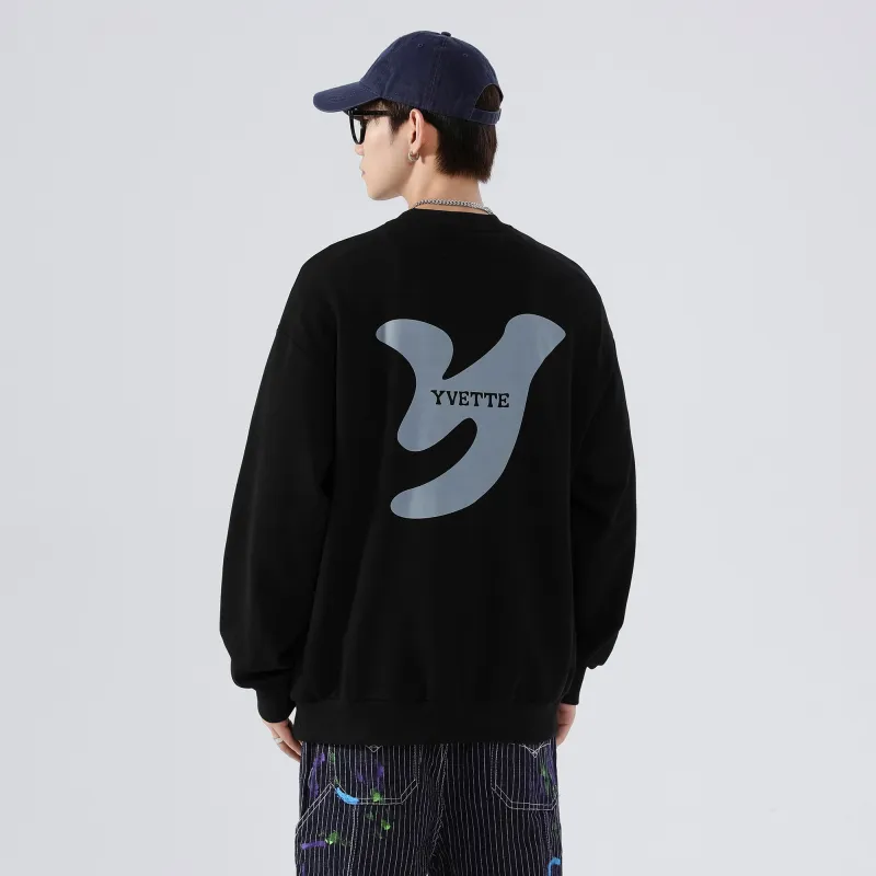 Yvette Crew Neck Loose Fit Regular Sweatshirt Unisex Black-5