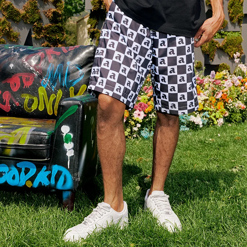 AFGK Casual Shorts Unisex Black White-2