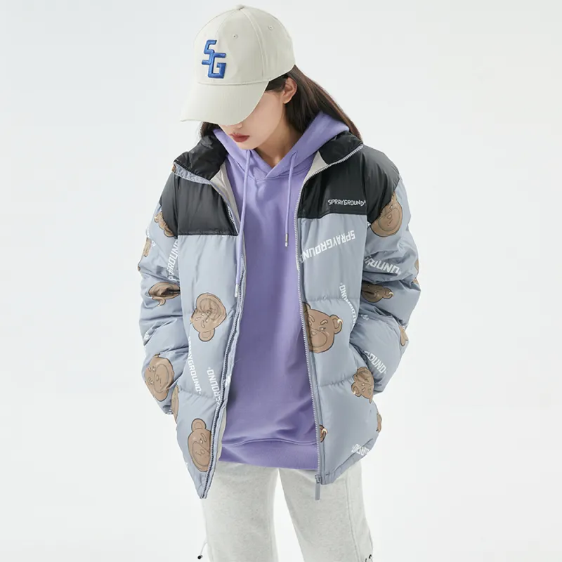 SPRAYGROUND Animal Pattern Stand Collar Loose Fit Thickened Down Jacket Unisex-16
