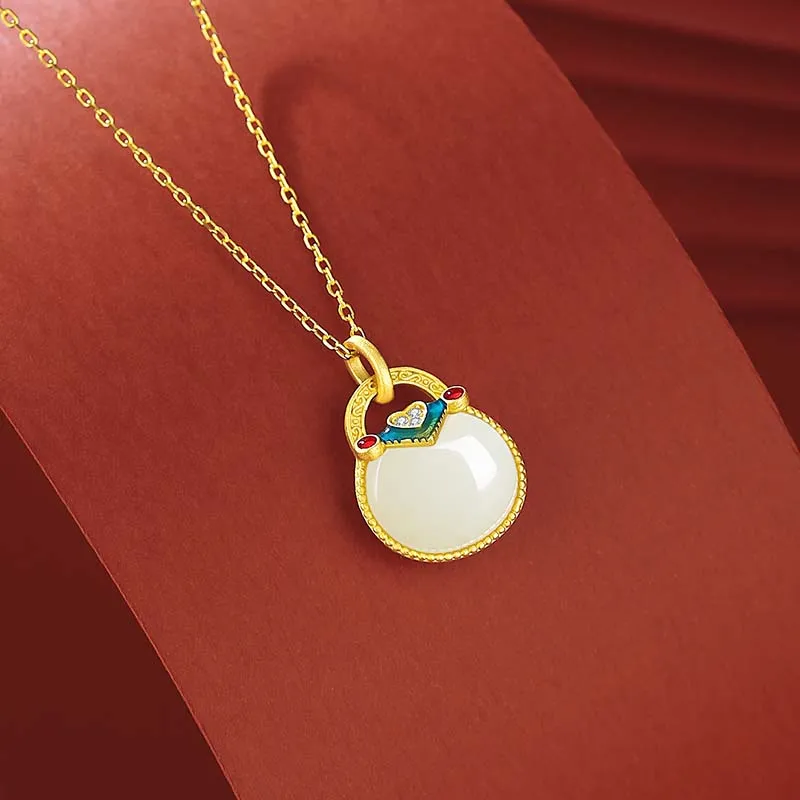 YINCHIE Necklaces White Jade/Pale Greenish White Jade Women's-4