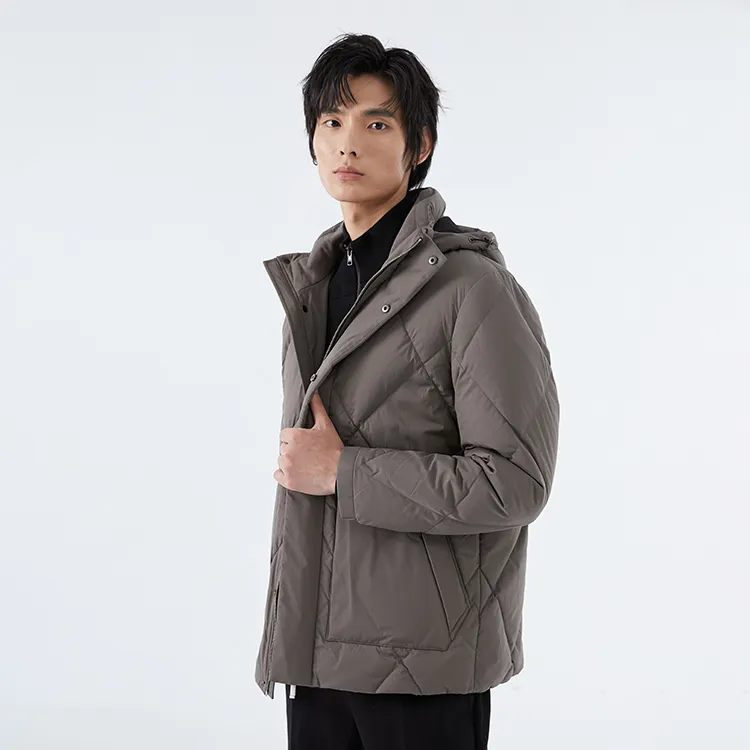 LIU·JO UOMO FW22 Solid Color Hooded Down Jacket Men's Gray-2