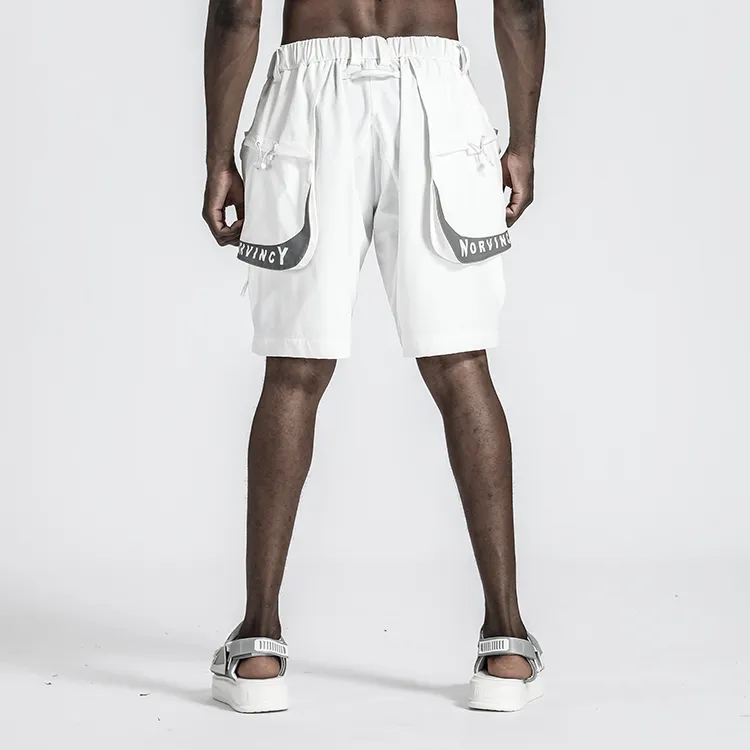 NORVINCY Urban Techwear Elastic String 3D Effect Patch Pocket Casual Shorts Unisex-8