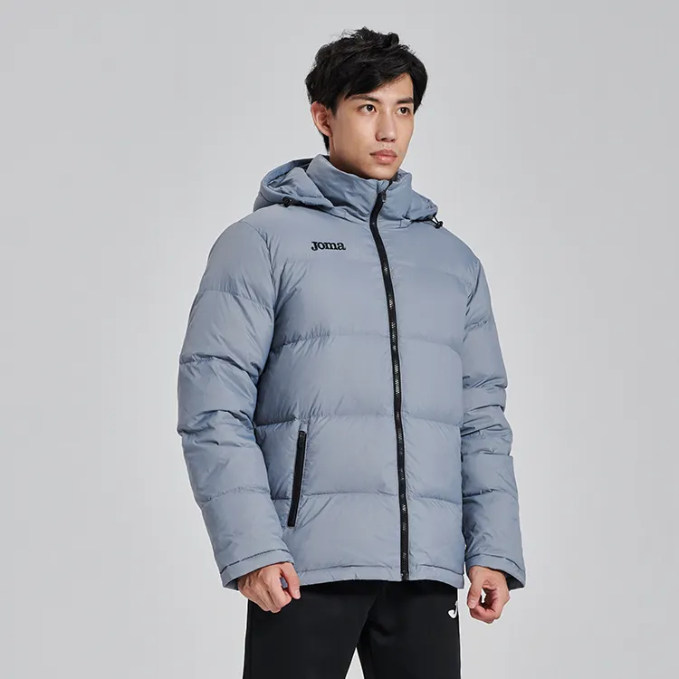 Joma Solid Color Hooded Down Jacket Men's Black-7