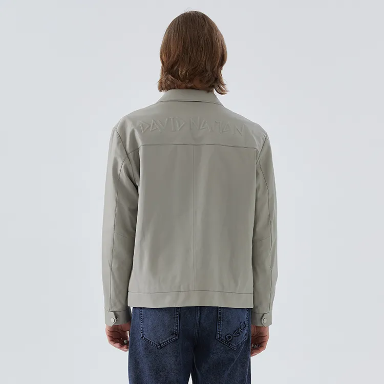 DAVID NAMAN Leather Jackets Men Ecru-5