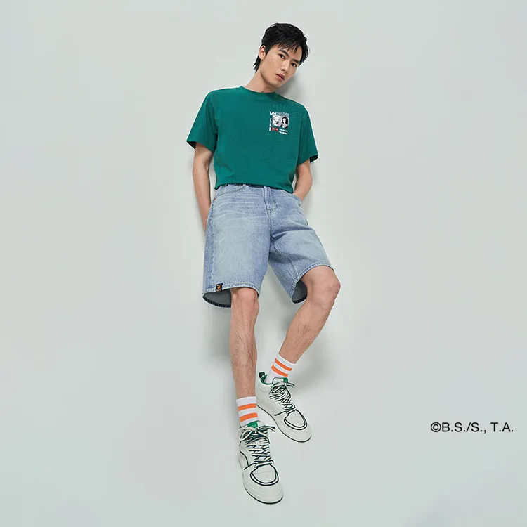 Lee x LONGZHU LIANMINGKUAN SS23 T Shirt Men's Turquoise-5