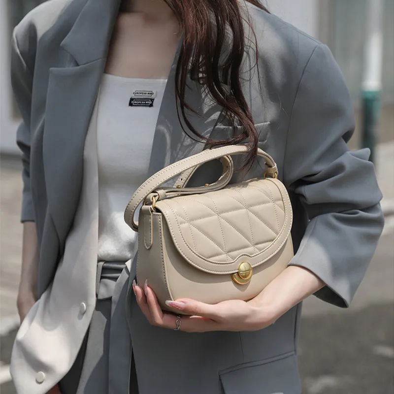 JANE KLAIN Genuine Leather Shoulder Bag Small Square Bag Shoulder Bag Crossbody Bag Medium Size Women's White/Salt Card-2
