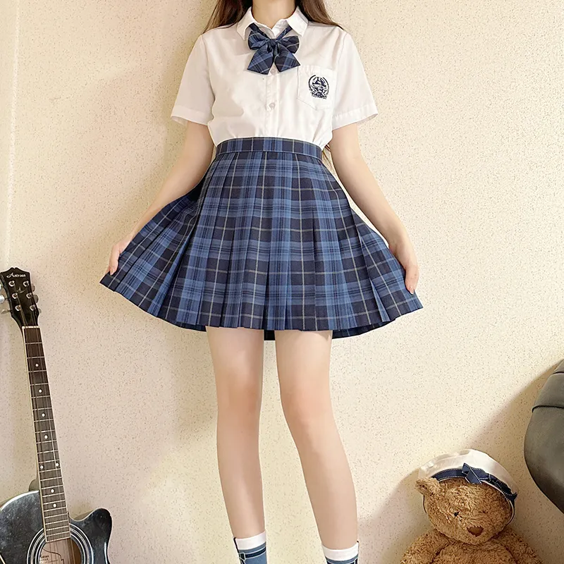 Tokyo Season Casual Short Skirts Women's Whale Fall, Plaid Skirt-4
