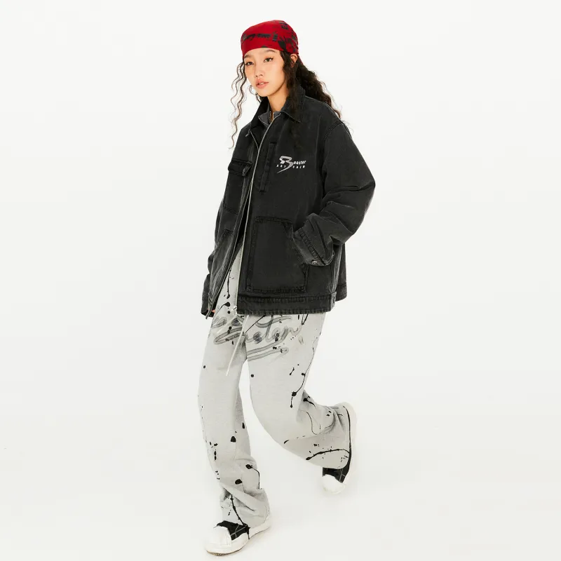 BEASTER Loose Fit Moderate Denim Jacket Unisex Denim Black-2