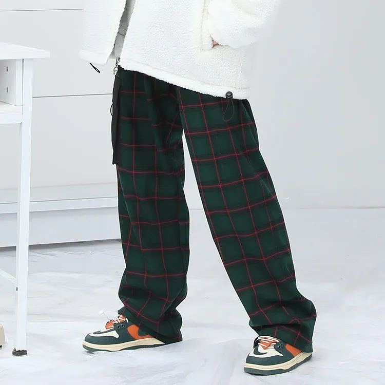 GENANX Cargo Pants Unisex Green Plaid-4