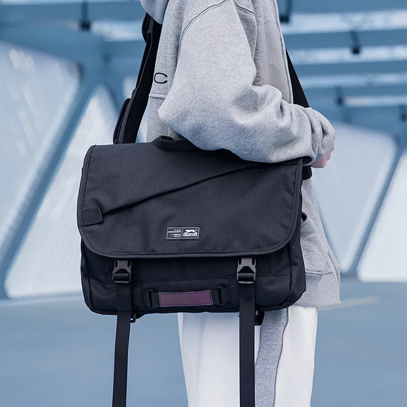 Slazenger Fabric Messenger Bag Laptop Bag Handbag Shoulder Bag Crossbody Bag Regular Men's Black Gray Color-4