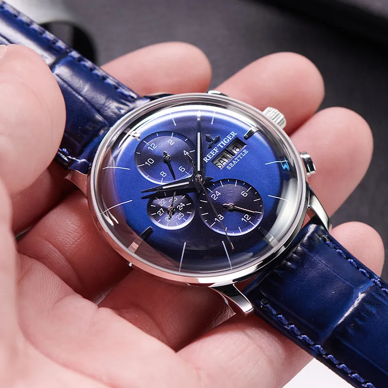REEF TIGER Seattle Collection-Chief Automatic Mechanical Movement Watch Men's Watches Blue Dial RGA1699-PBLL-2