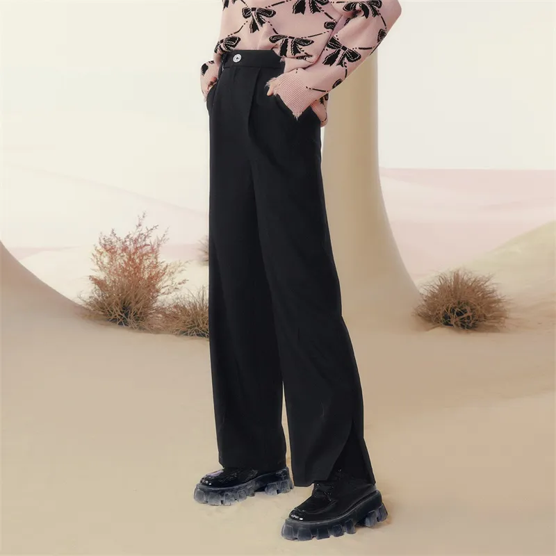 TAMMY TANGS Wide Leg Casual Pants Women's Black-2