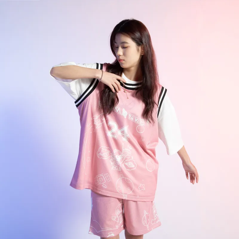 FireMonkey Basketball Jerseys Unisex Pink-4