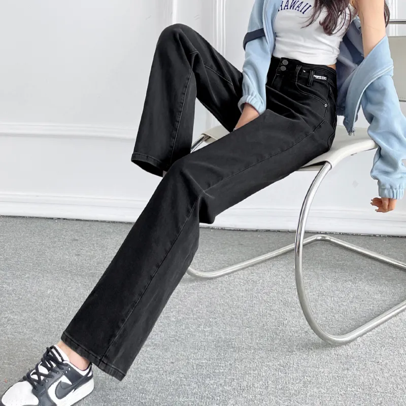 MITUAN Straight Jeans Women's Black-3