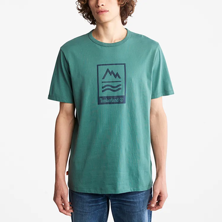 Timberland Set in Sleeve T Shirt Men's Blue Green-2