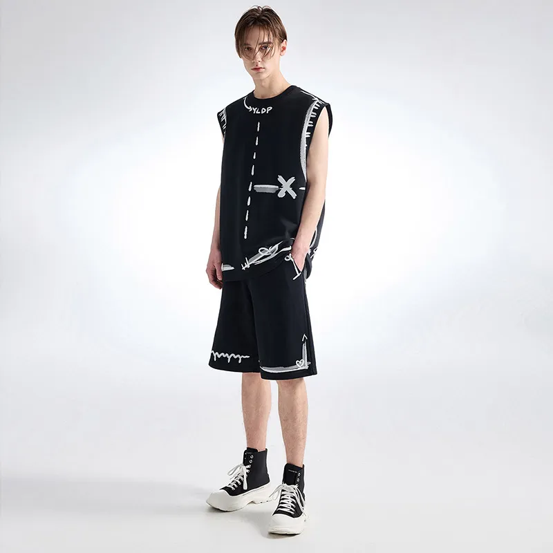 YLDP Casual Shorts Unisex Black-3