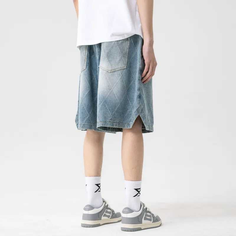 XINYINSU Denim Shorts Unisex Blue-6