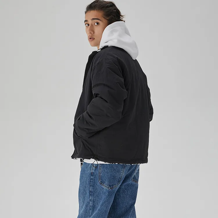 Vision Street Wear Velvet feel Coat Unisex Black White-4