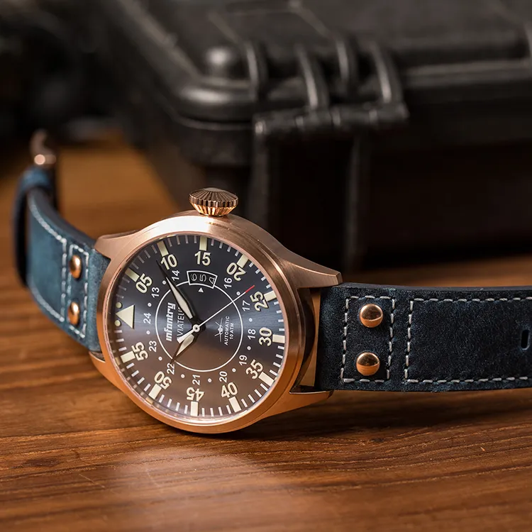 INFANTRY Pilot Collection · Explorer Mechanical Movement Genuine Leather Strap Watch Men's Watches Blue Dial-3