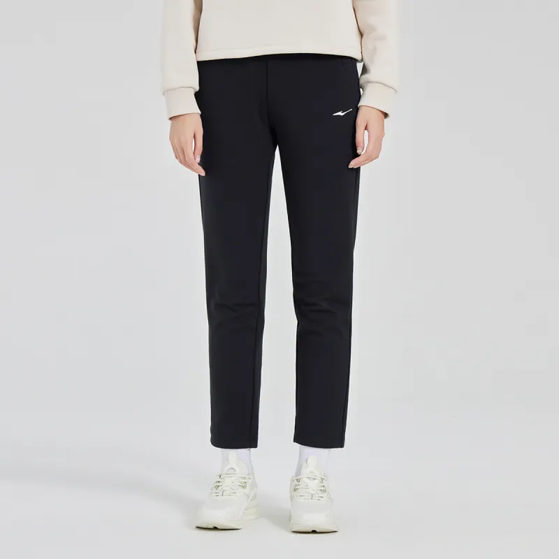 Erke Jogger Thickened And Fleece Lined Casual Pants Women's Jet Black-3