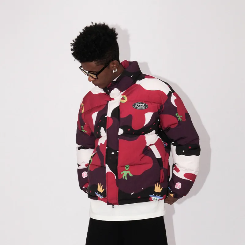 EMPTY REFERENCE Puffer Jacket Unisex Rose Red-4