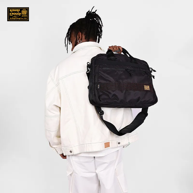 Rough Enough Polyamide Briefcase Laptop Bag One Shoulder Handbag Regular Men's Black-4