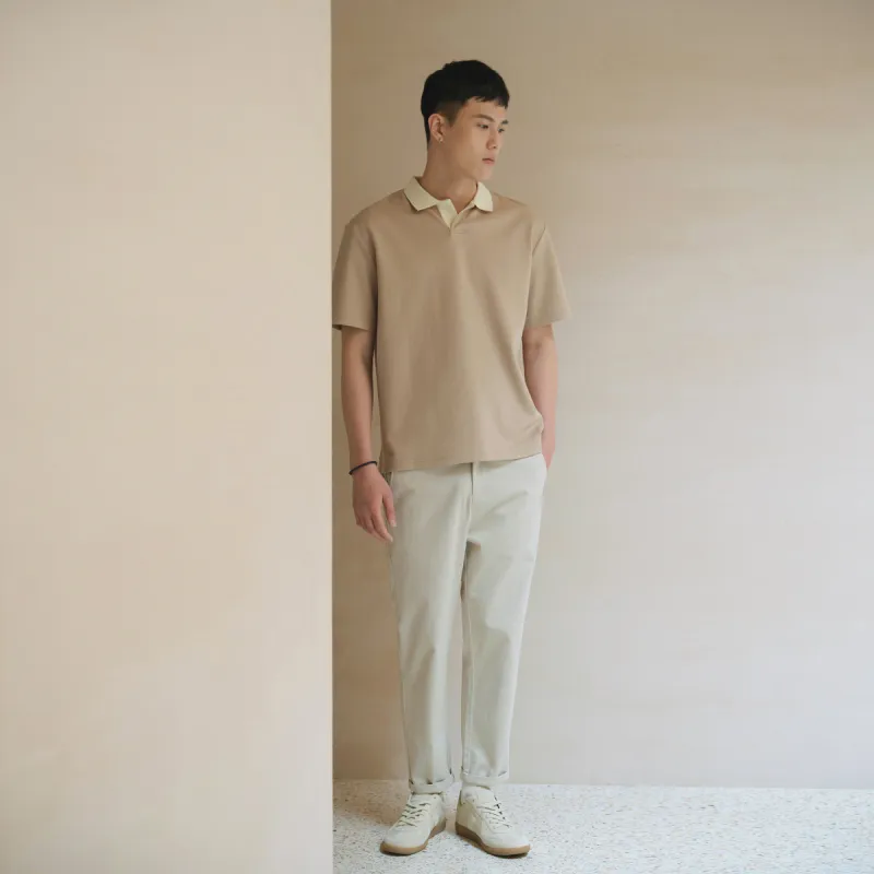A.B.X Color Block Lapel Short Sleeved Polo Shirt Men's-1