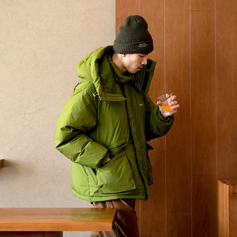 URBAN STANDARD Solid Color Hooded Loose Fit Thickened Down Jacket Unisex-2
