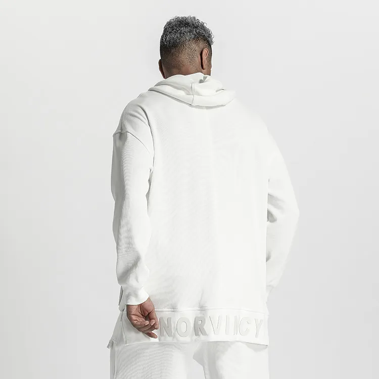 NORVINCY Deconstructed Style Split Hem Tail Casual Sweatshirt Unisex-8