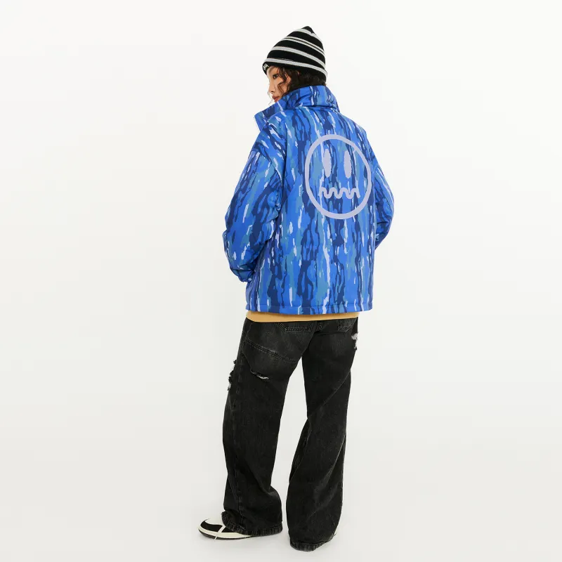 BEASTER Solid Color Stand Collar Without Hood Loose Fit Thickened Down Jacket Unisex-5