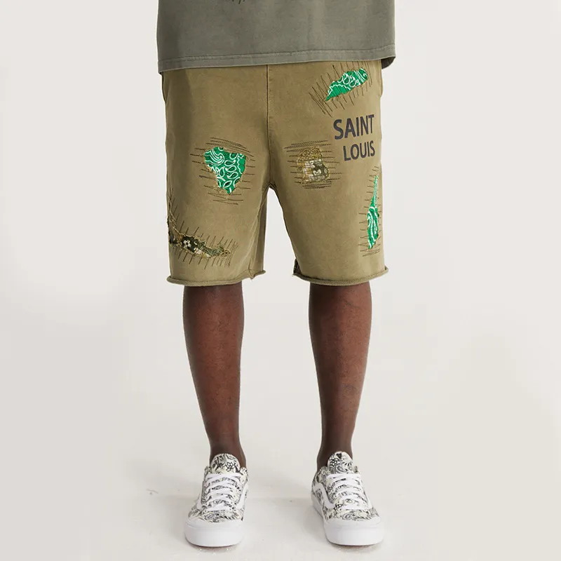 SSSAINT LOUIS Casual Shorts Unisex Olive Green-2