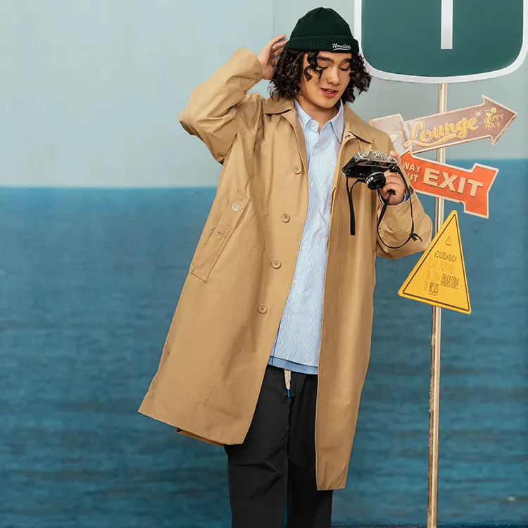 Nautica White Sail Trench Coats Unisex Khaki-4