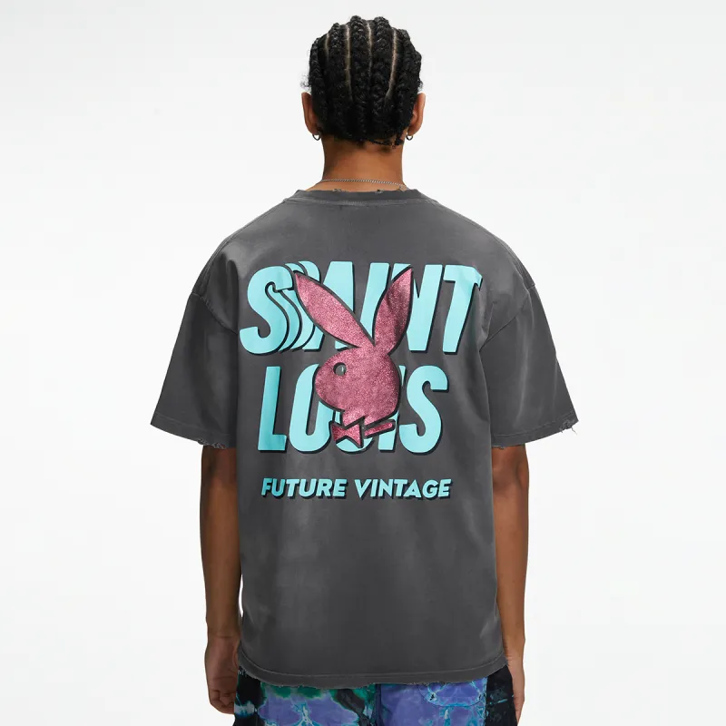 Playboy X SSSAINT LOUIS SSSAINT LOUIS X Playboy Co branded Series T Shirts Unisex Gray-4