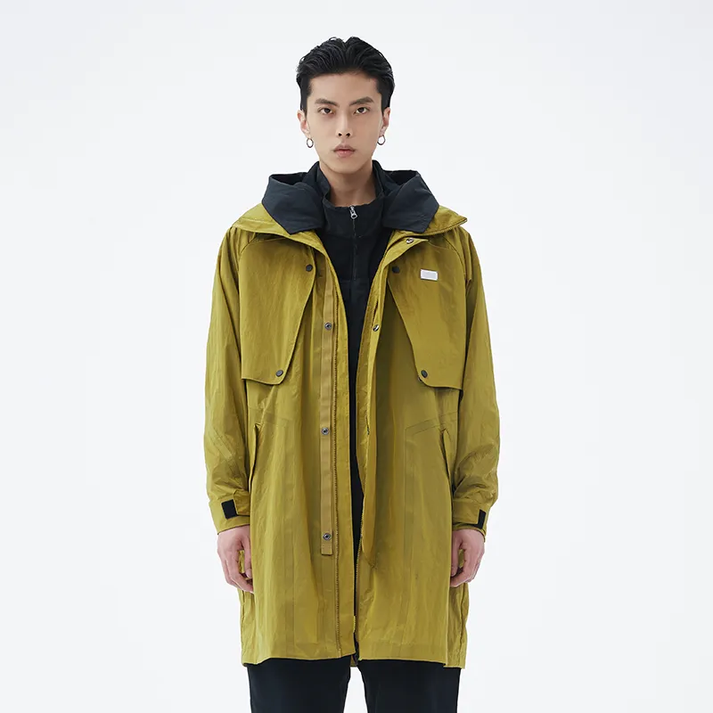 LNG Urban Function Series Trench Coats Unisex Mustard Green-3